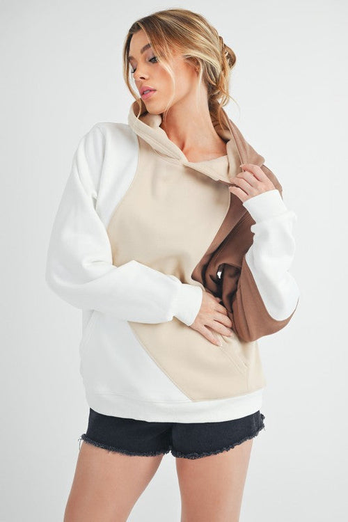 Aemi + Co Color Block Hoodie with Kangaroo Pocket