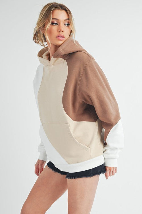 Aemi + Co Color Block Hoodie with Kangaroo Pocket