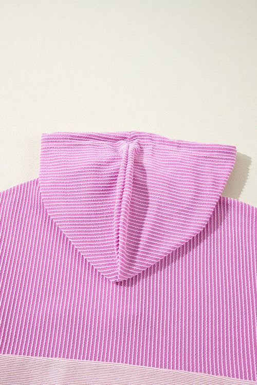 Corded Patch Pocket Drawstring Henley Hoodie