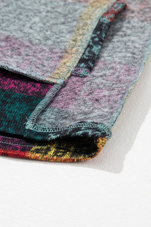 Brushed Check  Pocket Thumbholes Henley Hoodie