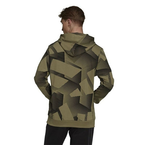 Men's Graphic Hoodie - Eco-Friendly Cotton Blend Pullover Khaki