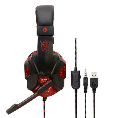 3.5mm Gaming Headset Mic LED Headphones Stereo Bass Surround For PC