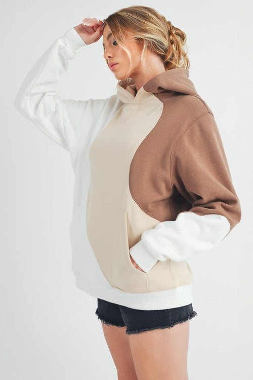 Aemi + Co Color Block Hoodie with Kangaroo Pocket