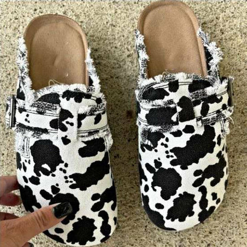 Women's Vintage Canvas Clogs - Flat Heel Round Toe Slip-On Loafers
