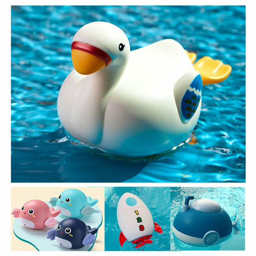 Baby Bath Toys Cute Cartoon Goose Dolphin Swimming Wind-up Clockwork