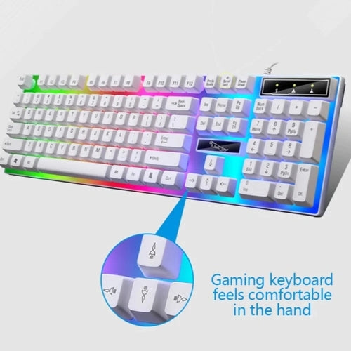 Gaming Keyboard and Mouse Combo - LED Backlit Mechanical Feel Set