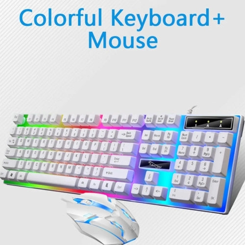Gaming Keyboard and Mouse Combo - LED Backlit Mechanical Feel Set