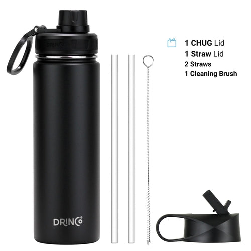 DRINCO 22oz Stainless Steel Sport Water Bottle - Insulated Black