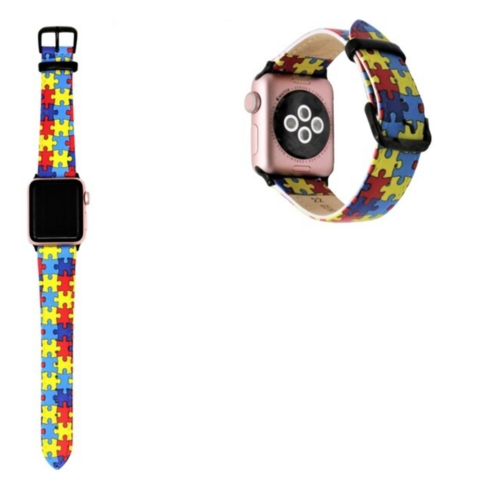 Autism Awareness Apple Watch Band - Genuine Leather for All Models