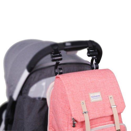 Canvas Diaper Bag Travel Backpack - 15 Pockets with Stroller Straps