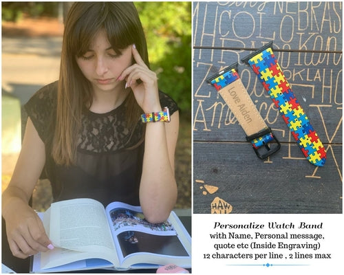 Autism Awareness Apple Watch Band - Genuine Leather for All Models