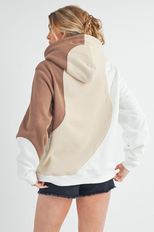 Aemi + Co Color Block Hoodie with Kangaroo Pocket
