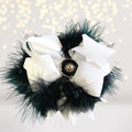 Marabou Feather Flower Shaped Hair Bow, Marabou Boutique bow