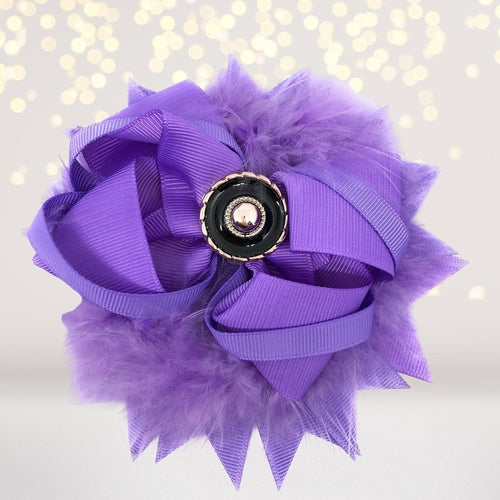 Marabou Feather Flower Shaped Hair Bow, Marabou Boutique bow