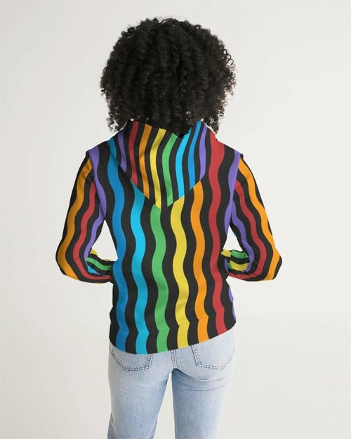 Women's Rainbow Stripes Graphic Hoodie - Pullover Sweatshirt