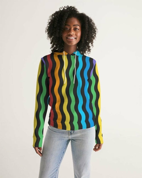 Women's Rainbow Stripes Graphic Hoodie - Pullover Sweatshirt