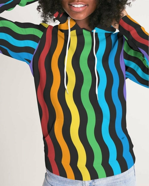 Women's Rainbow Stripes Graphic Hoodie - Pullover Sweatshirt