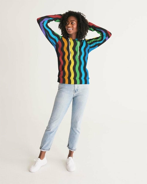 Women's Rainbow Stripes Graphic Hoodie - Pullover Sweatshirt