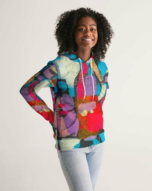 Women's Multicolor Graphic Hoodie - Pullover Sweatshirt with Front Pocket