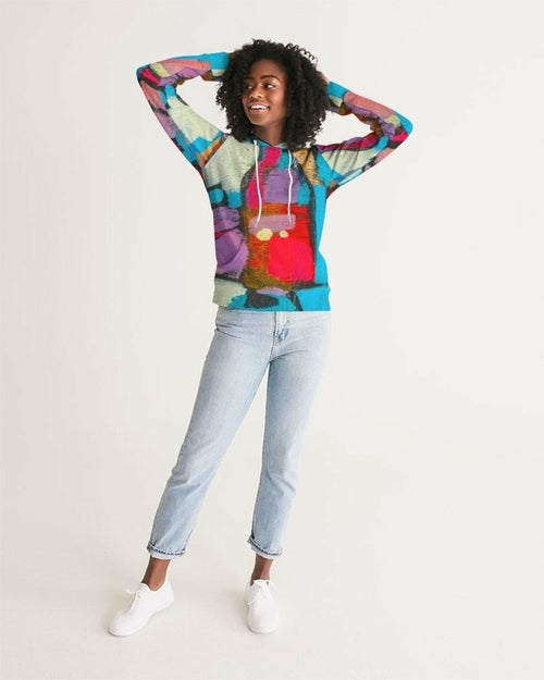 Women's Multicolor Graphic Hoodie - Pullover Sweatshirt with Front Pocket