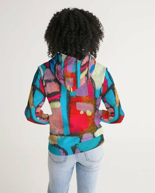 Women's Multicolor Graphic Hoodie - Pullover Sweatshirt with Front Pocket