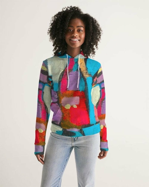 Women's Multicolor Graphic Hoodie - Pullover Sweatshirt with Front Pocket