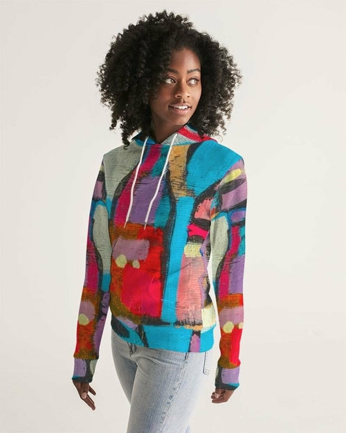 Women's Multicolor Graphic Hoodie - Pullover Sweatshirt with Front Pocket