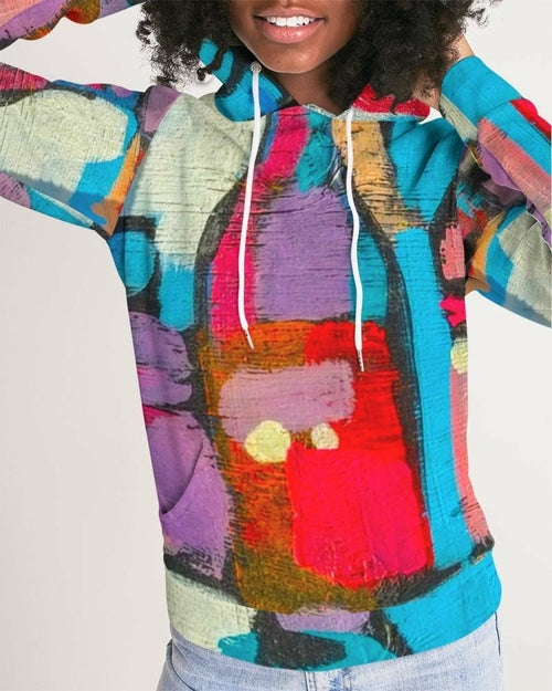 Women's Multicolor Graphic Hoodie - Pullover Sweatshirt with Front Pocket