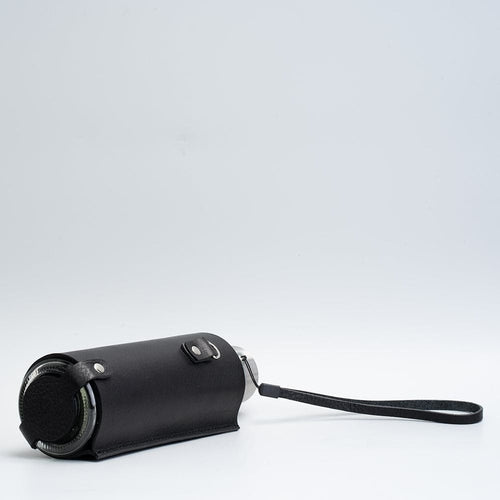 Premium Leather Water Bottle Holder with Glass Bottle & Strap
