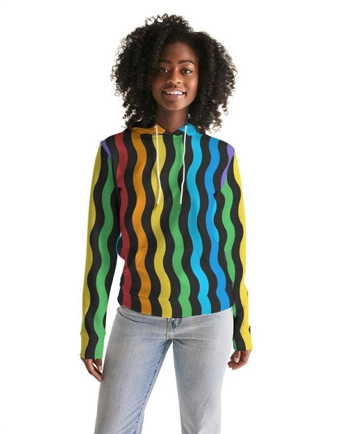 Women's Rainbow Stripes Graphic Hoodie - Pullover Sweatshirt